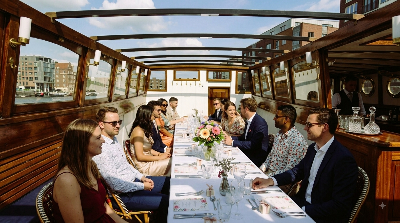 Rehearsal dinner aan boord