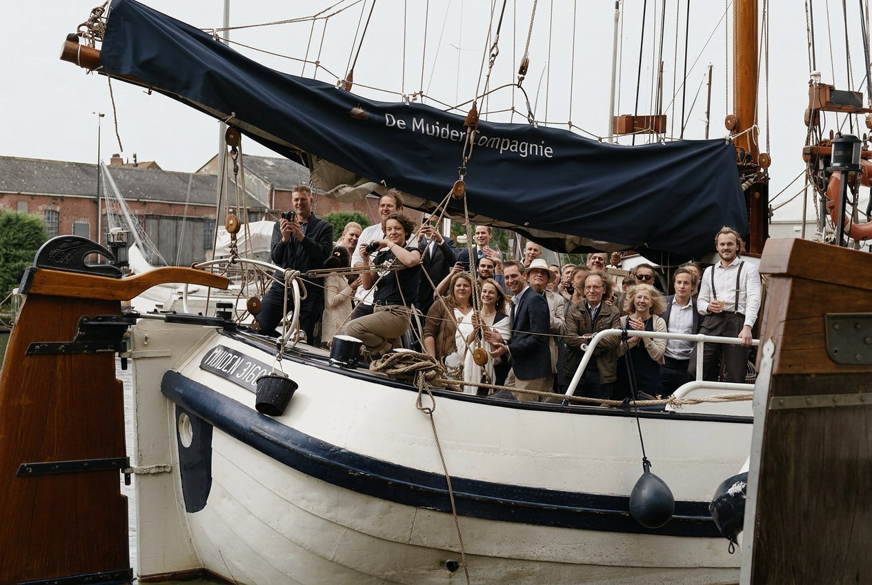 Bruiloft op een historisch klassiek zijlschip